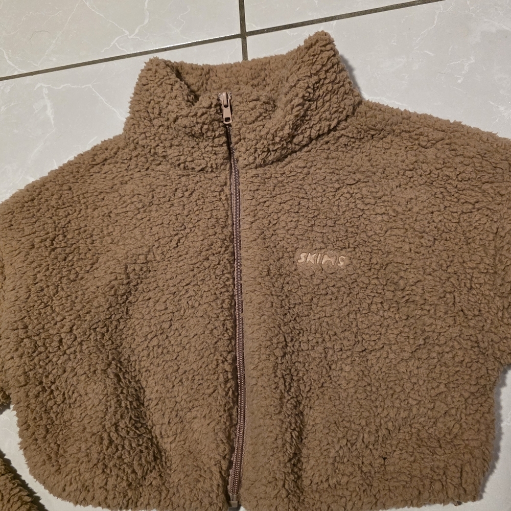 SKIMS Teddy High Pile Fleece Cropped Jacket Size XS - Picture 2 of 8
